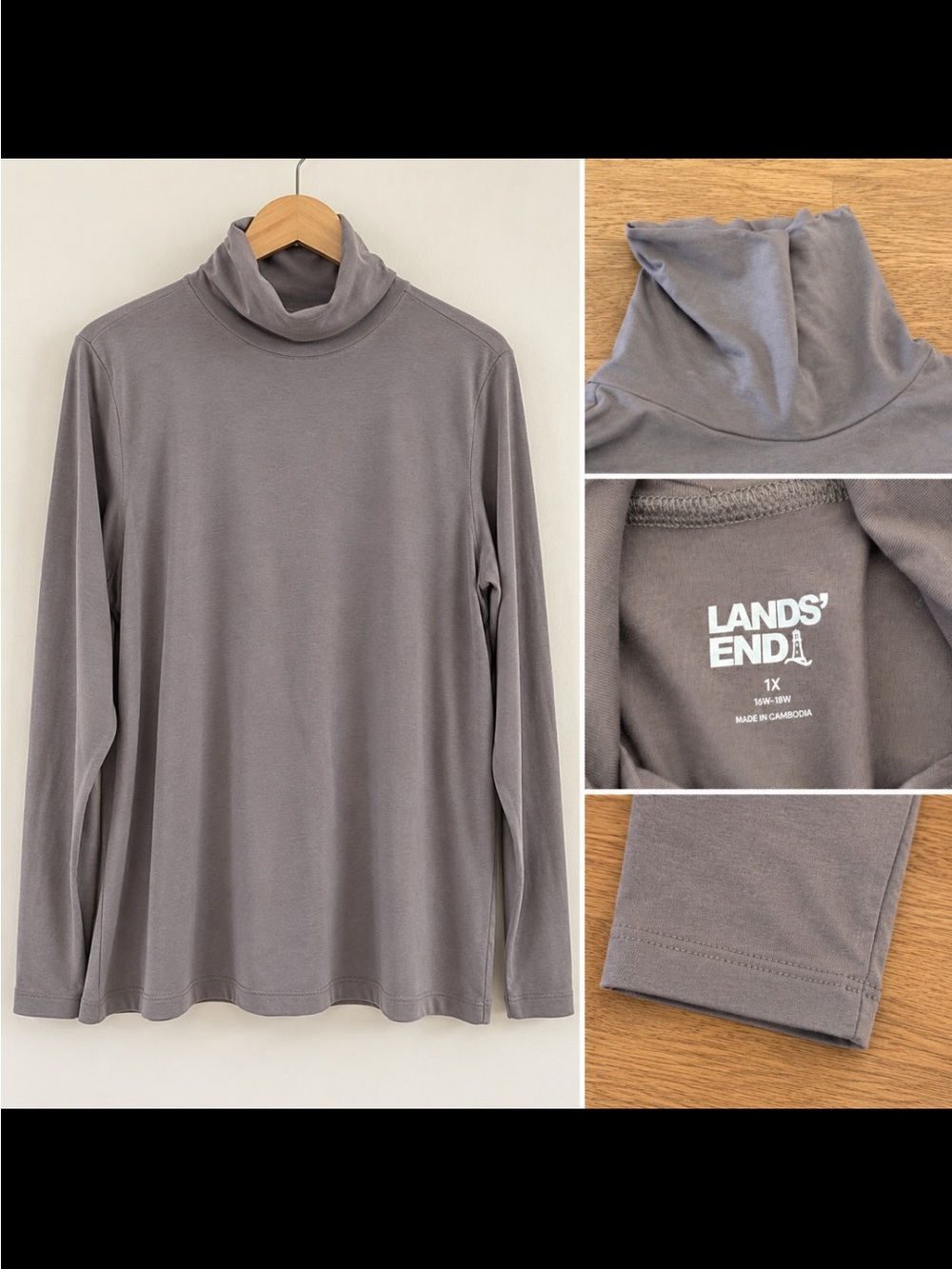 Lands' End Women's Mauve Turtleneck Long Sleeve Top